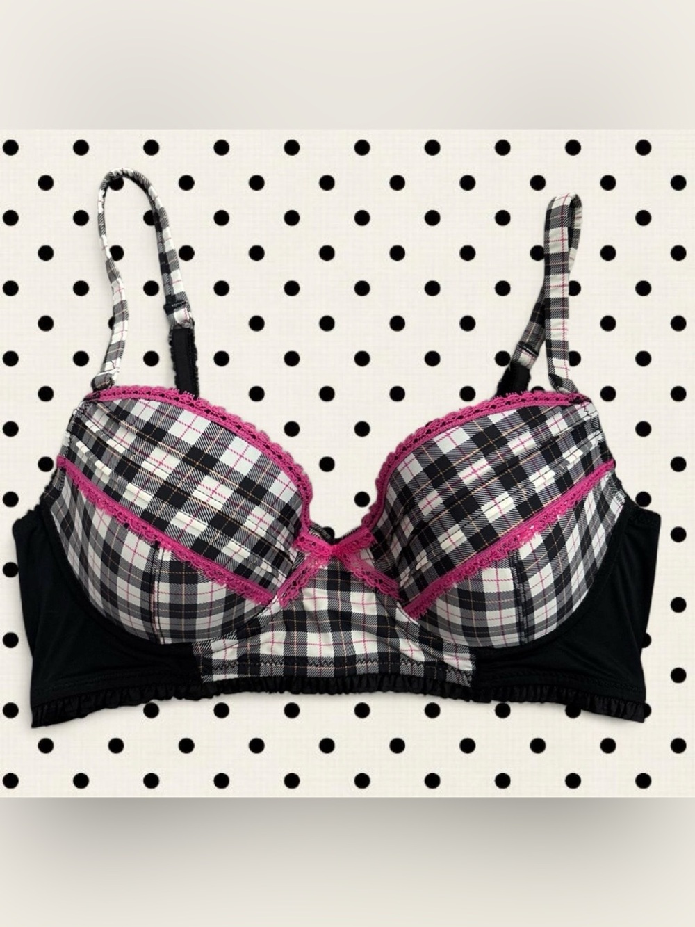 Y2K Style Plaid Bra